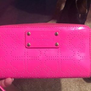 Neon pink wallet